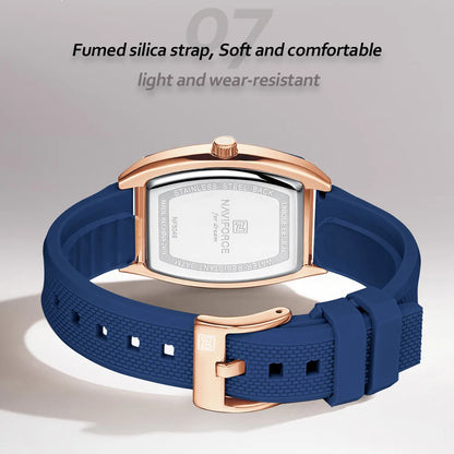 NAVIFORCE Top Brand Women Tonneau Watches Fashion Ladies Quartz Watch Silicone Strap Gift Female Wristwatch Relojes Para Mujer