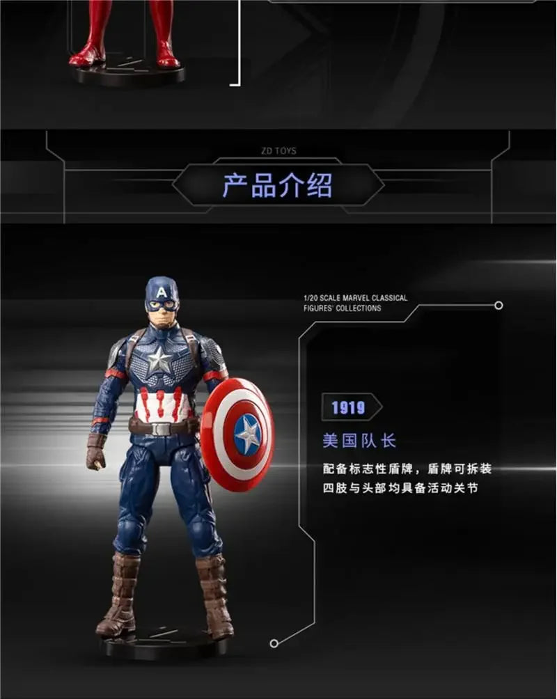 ZD Toys Official Avengers Legends: Iron Man, Spider Man, Thor, Captain America, Thanos, Hulk, War Machine Action Figures