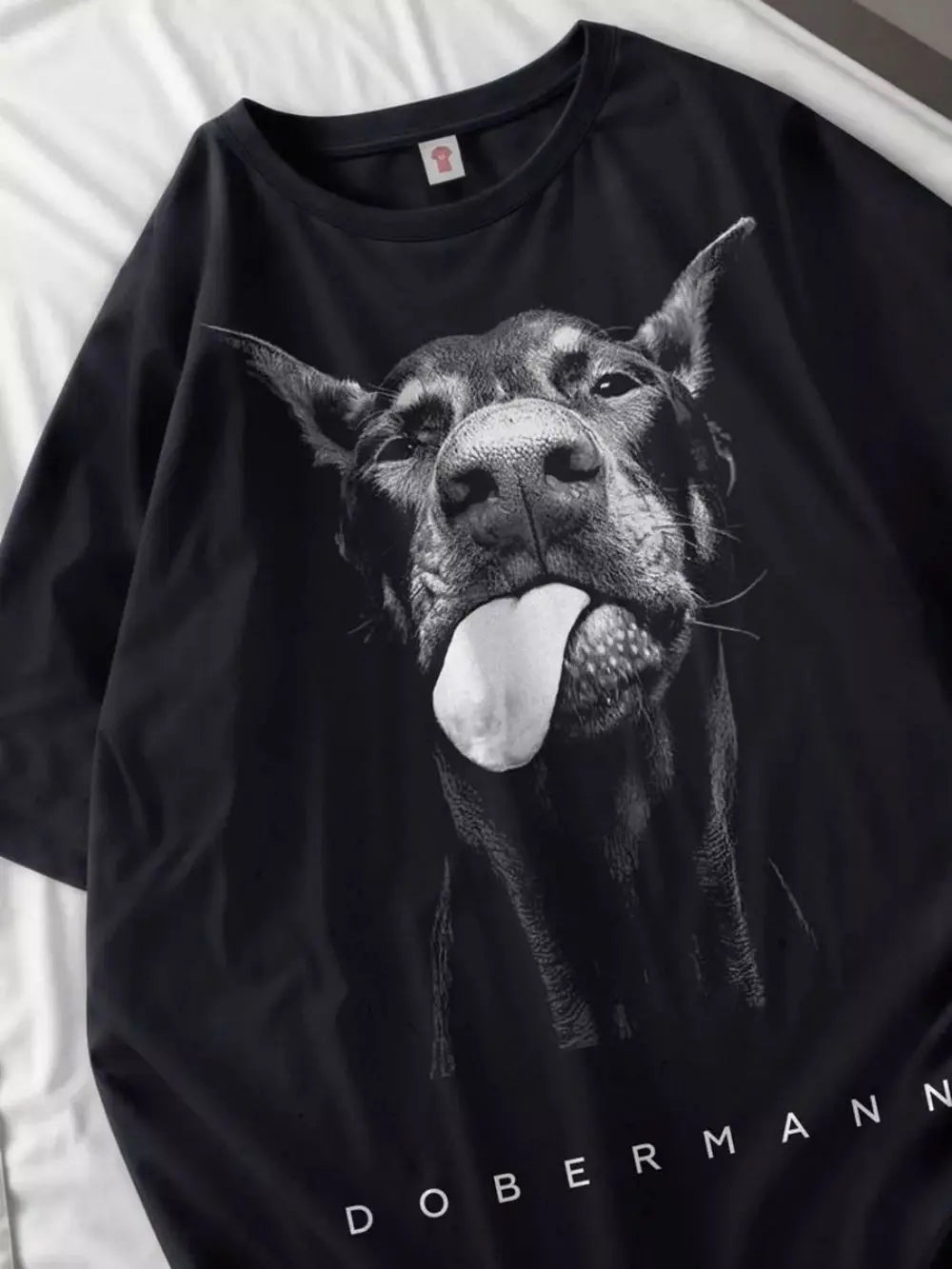 Doberman T-Shirts Women Dog Prints Cotton Tops Summer O-Neck Oversize T Shirts Casual Short Sleeve Tees Street Woman Clothes