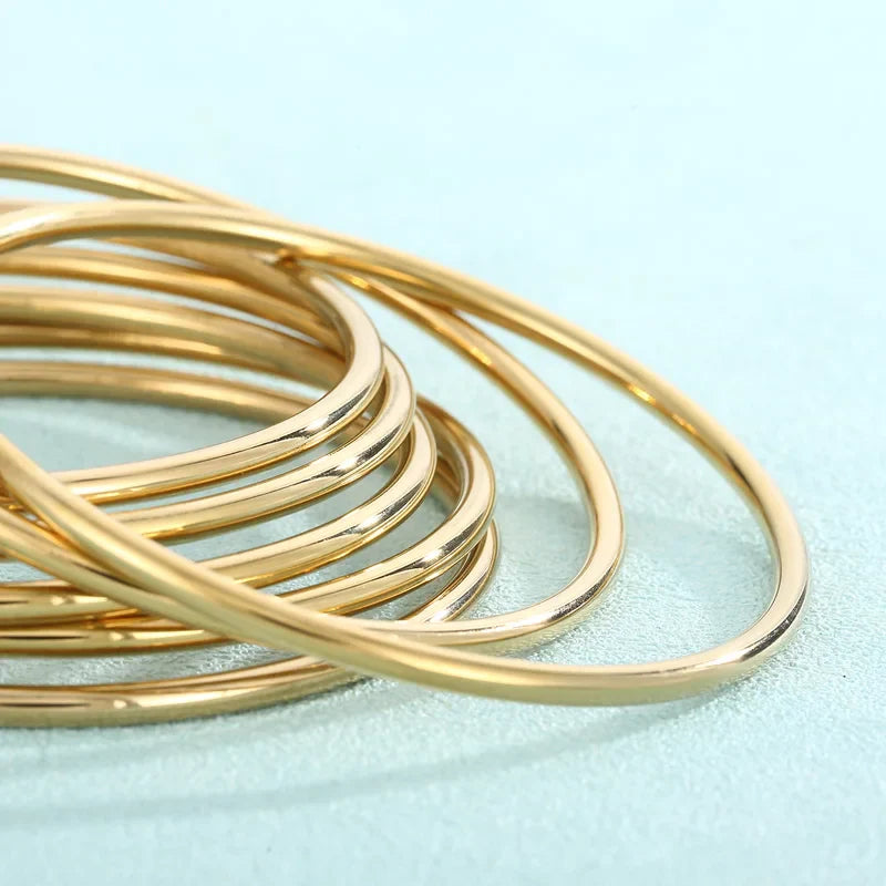 Simple Stainless Steel Bracelet For Women Men Gold Silver Color Geometry Wire Round Bangle Female Trendy Jewelry Wristband Gifts