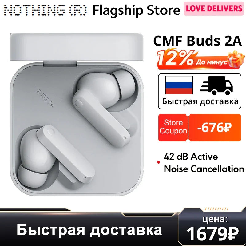 Global Version CMF Buds 2a Bluetooth 5.4 Up to 31H of playback 12.4mm Driver 42dB ANC 4HD Mics IP54