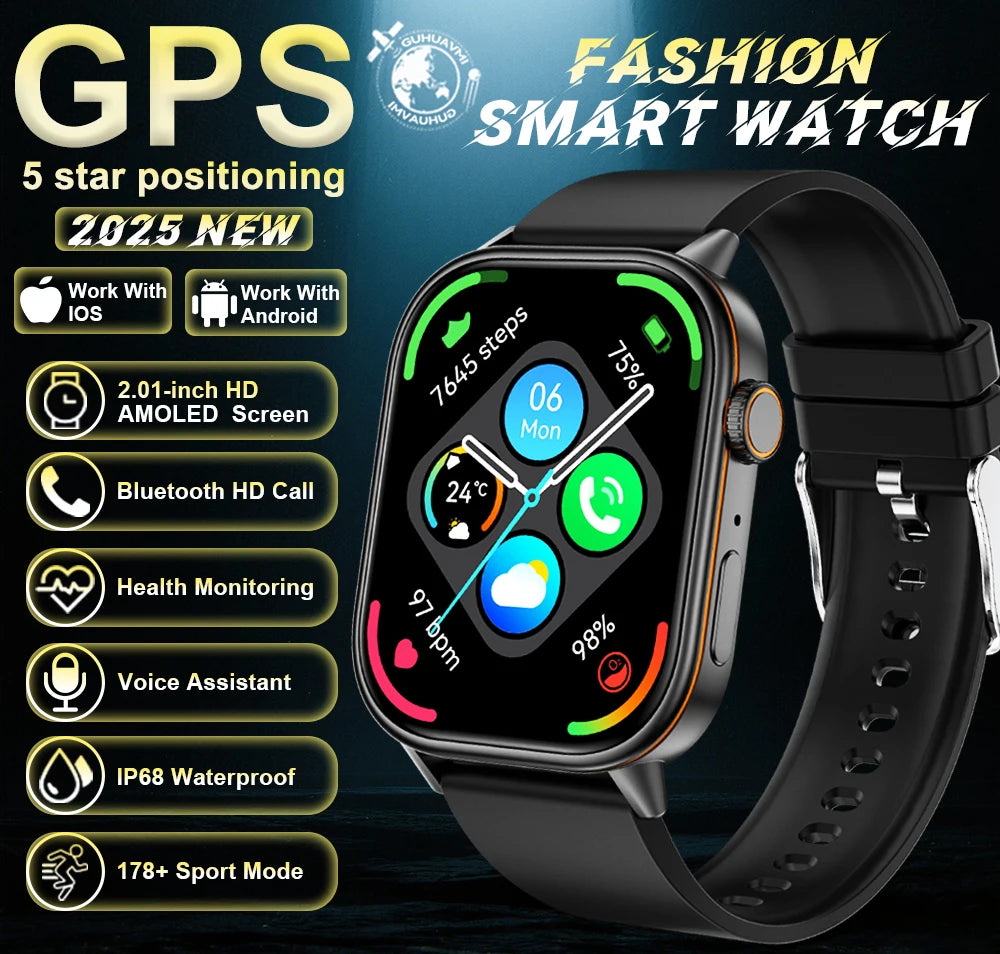 2025 Military GPS Smart Watch Men Flashlight Compass Waterproof Outdoor Sports Tracker Bluetooth Call Smartwatch For Android IOS