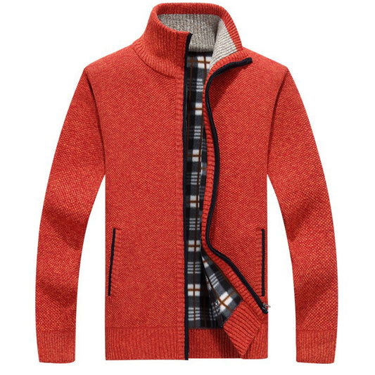 Knitted Mens Sweater Cardigan Coat Casual Faux Fur Wool Sweater Jackets Men