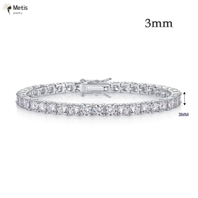 Dainty Full Moissanite Tennis Bracelet 18k Gold Plated 925 Sterling Silver D Color Lab Created Diamond Bracelet for Women Men