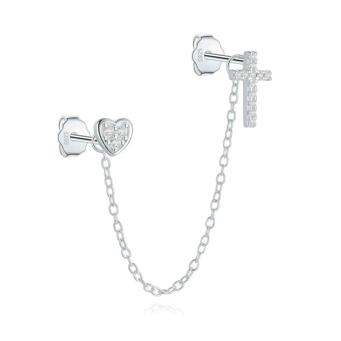 CANNER 1PC 925 Sterling Silver Horse Eye Chain Tassel Zircon Drop Earrings For Women Ins Minimalism Geometric Earrings Gift