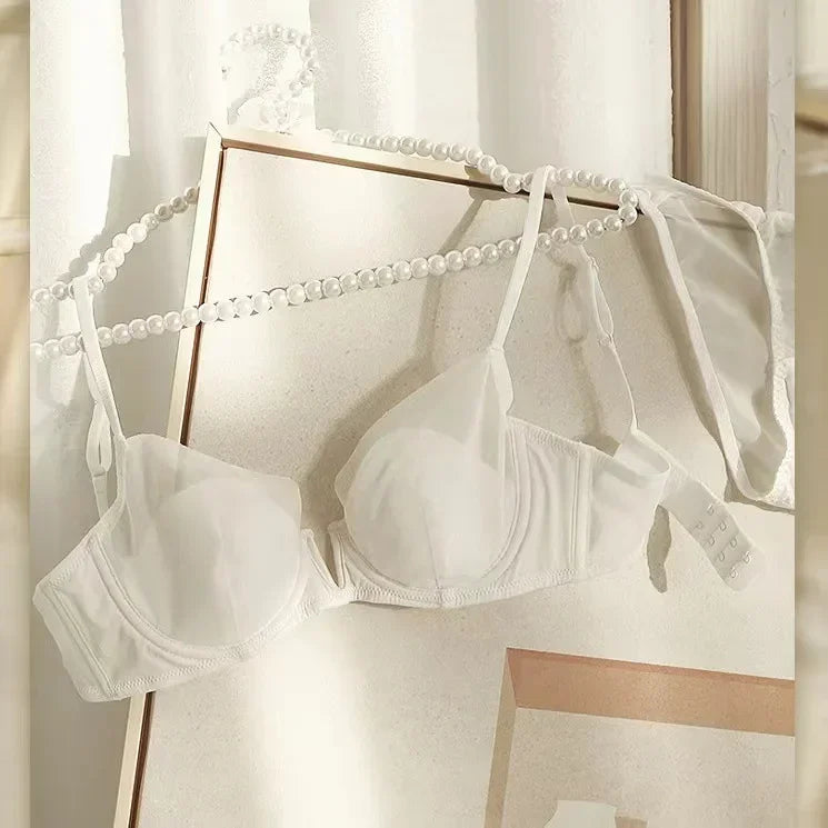 Soft Steel Ring French Ultra-thin Lace Bra Pure Desire Underwear Panty Suit