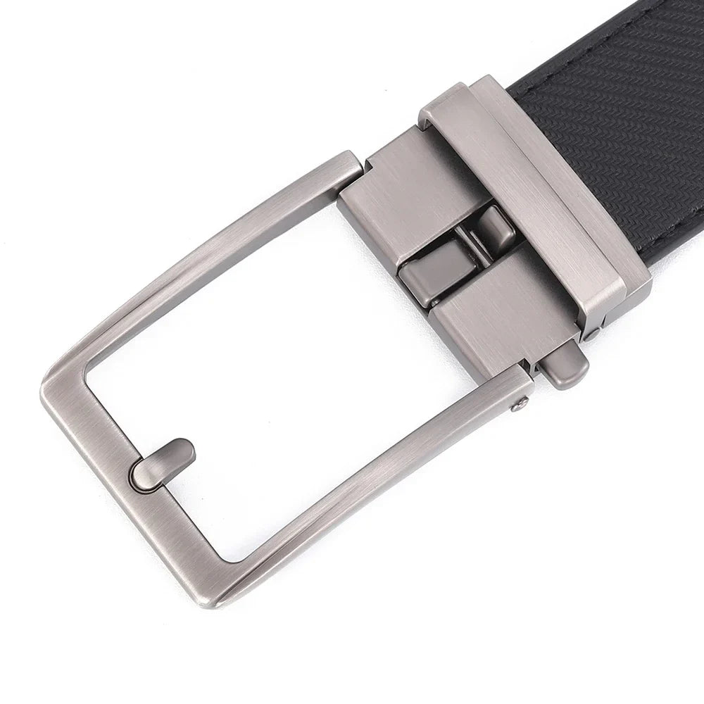 Unisex Click Belts for Men Luxury Brand Designer Fashion Automatic Buckle Genuine Leather Men's Belt Male Jeans Waist Strap Blue
