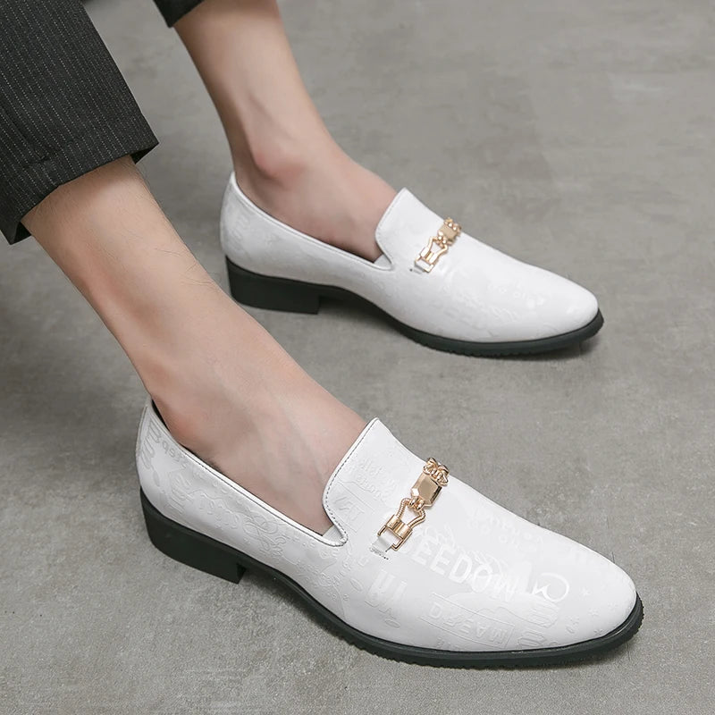 High Quality Casual Leather 38~47 Designer Mens Dress Wedding White Fashion Office Business Loafers Formal Shoes 2023 for Men