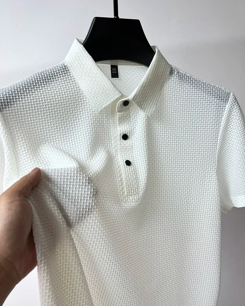 Brand Clothes Summer New Men's Short Sleeve T-shirt Ice Silk Cool and Breathable POLO Shirt Business Casual Sweat-absorbing Top