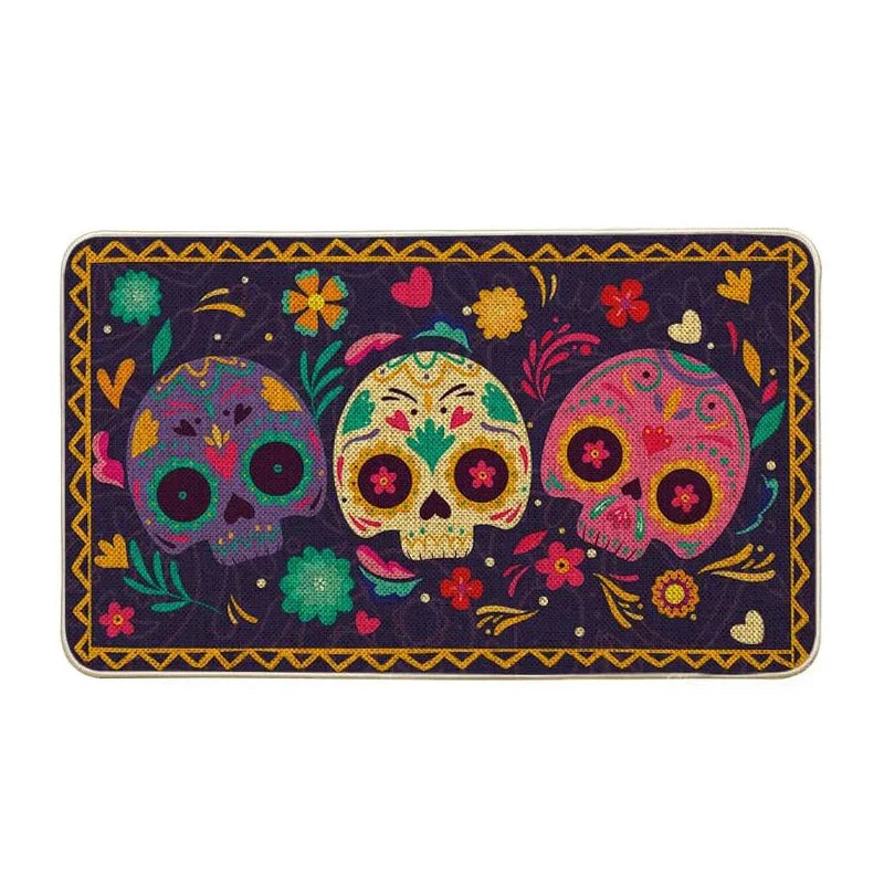 Mexico Day of The Dead Kitchen Mat Home Entrance Doormat Decor Dia De Los Muertos