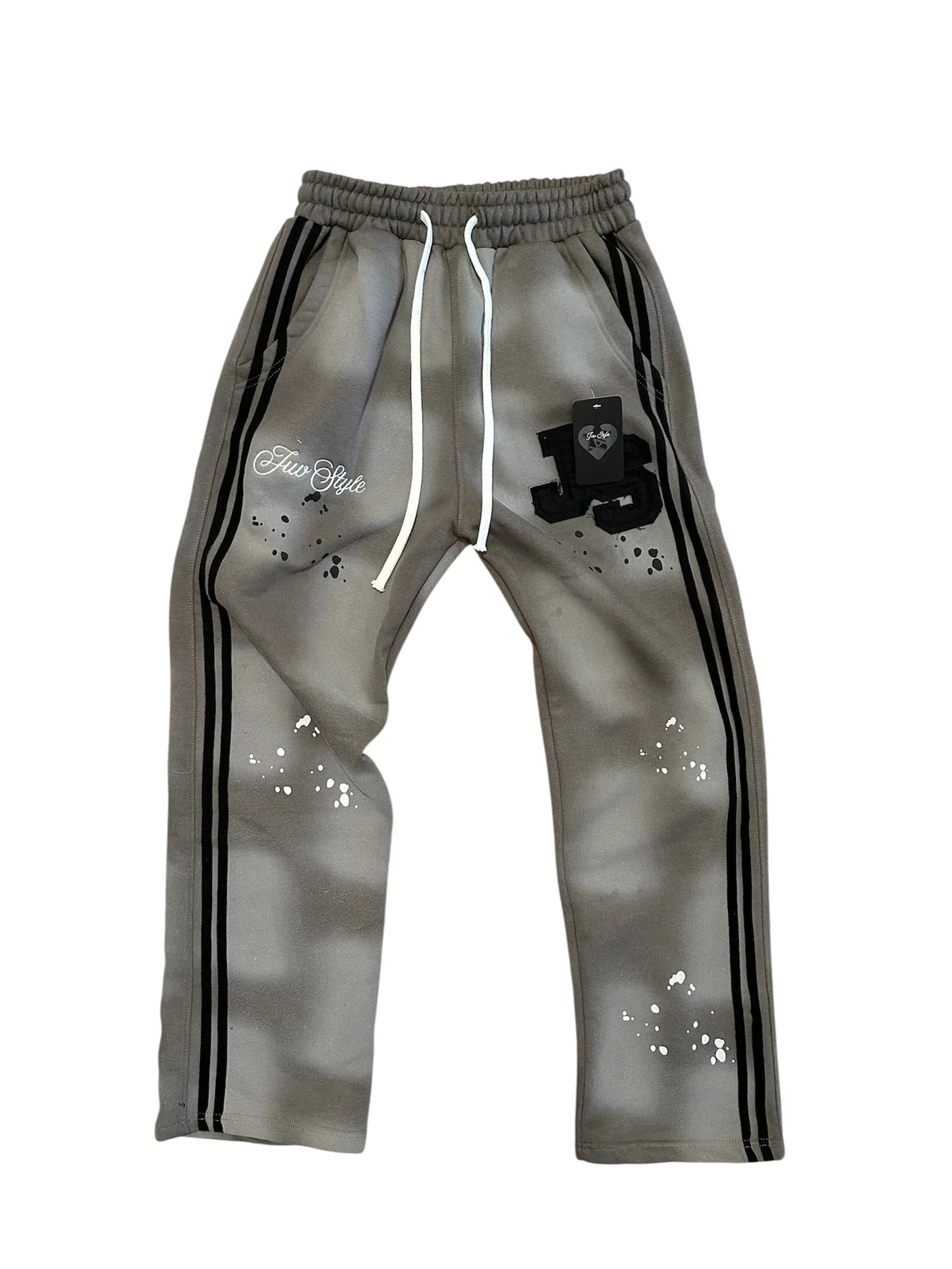 Y2K New Light Grey Classic Style Sports Set Street Hip Hop Stripe Fashion Set 2025 Men's Wear