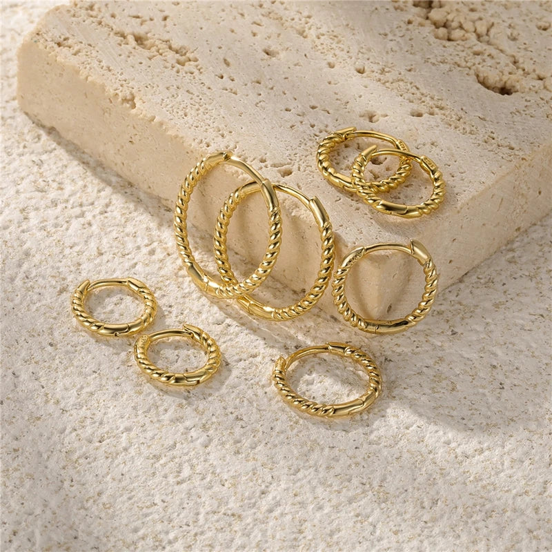 LENNIK 1pair 925 Sterling Silver Hoop Earring 6/7/8/13mm Circle Round Huggies for Women Men Ear Ring Bone Buckle Fashion Jewelry