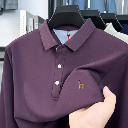 Premium Brand Quality Men's Polo Shirt Autumn Fashion Cartoon Embroid Long Sleeve Exquisite Lapel T-Shirt Business Menswear Top