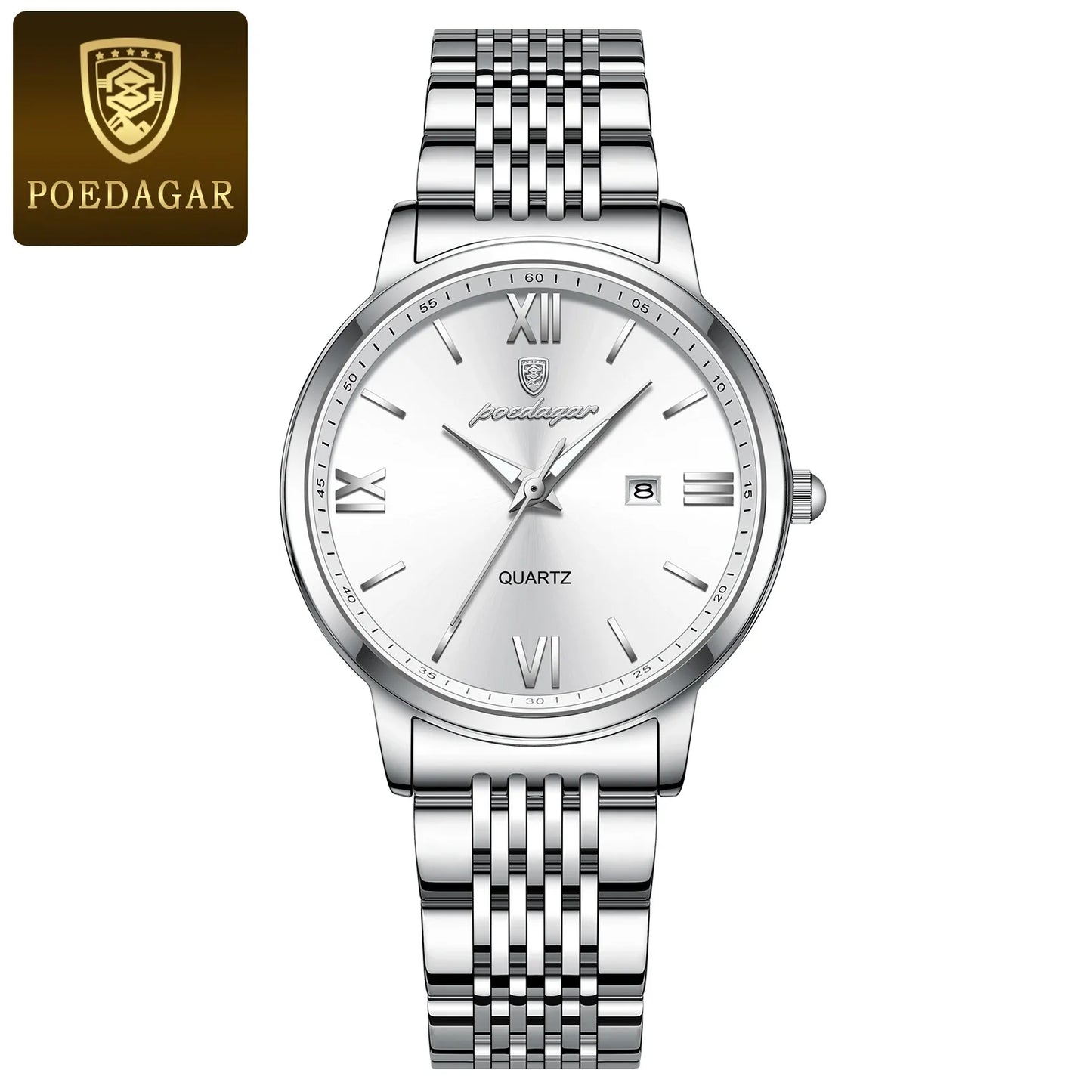 POEDAGAR Original Fashion Watch For Woman Waterproof Luminous Date Ladies Watch Stainless Steel Quartz Business Women's Watches