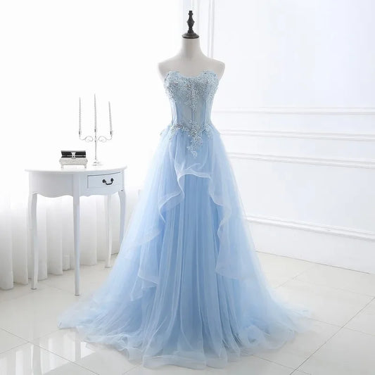 Homecoming Dresses: A-Line Tulle Lace Applique Beaded Crystal Women Formal Party