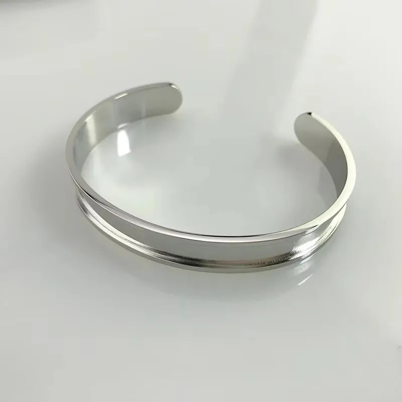 MaiLun 5pcs 10mm wide Open Cuff Bangles basic Stainless Steel Bracelet findings  Bracelet for Women  Child