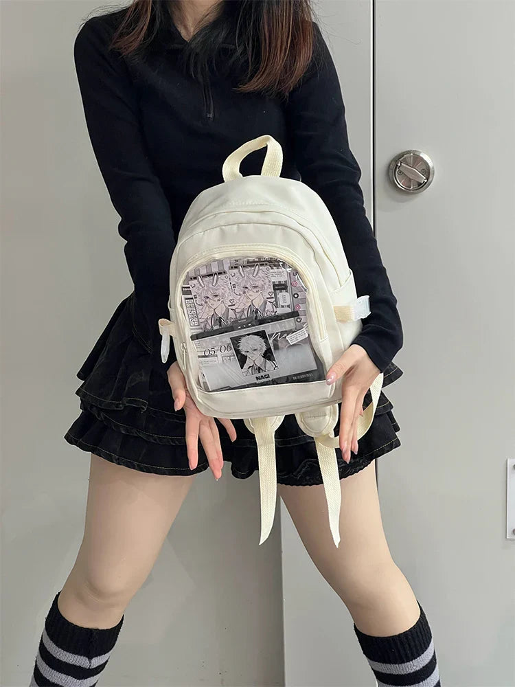 Y2K Cute Mini Backpack Women Kawaii Ita Bag Sweet Girl Transparent Rucksack DIY Personality Display Knapsack Lolita Shoulder Bag