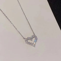 Korean Fashion Necklace for Women Heart Shaped Zircon Necklace Pendant