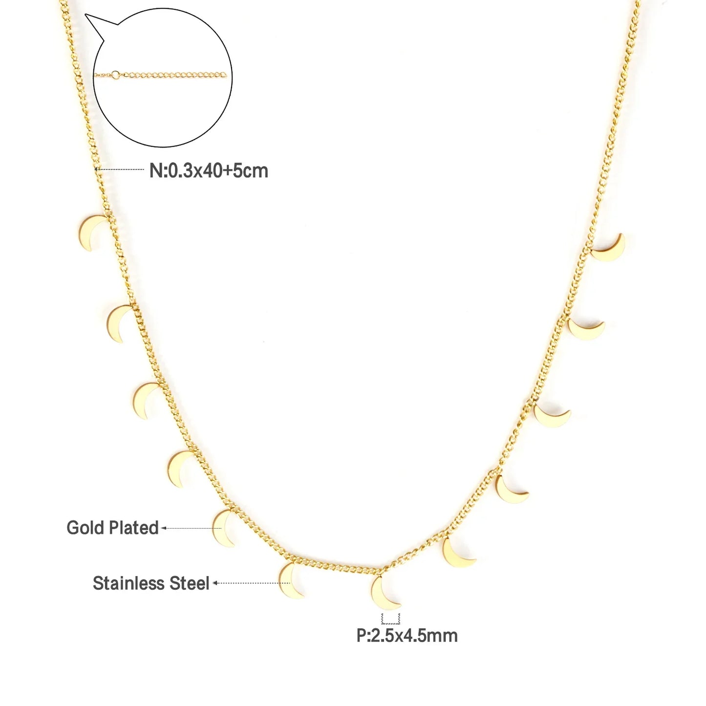 LUXUKISSKIDS Woman Collier бижутерия Golden Chains Necklaces Bohemia Star Heart Elegant Stainless Steel Jewelry Trendy