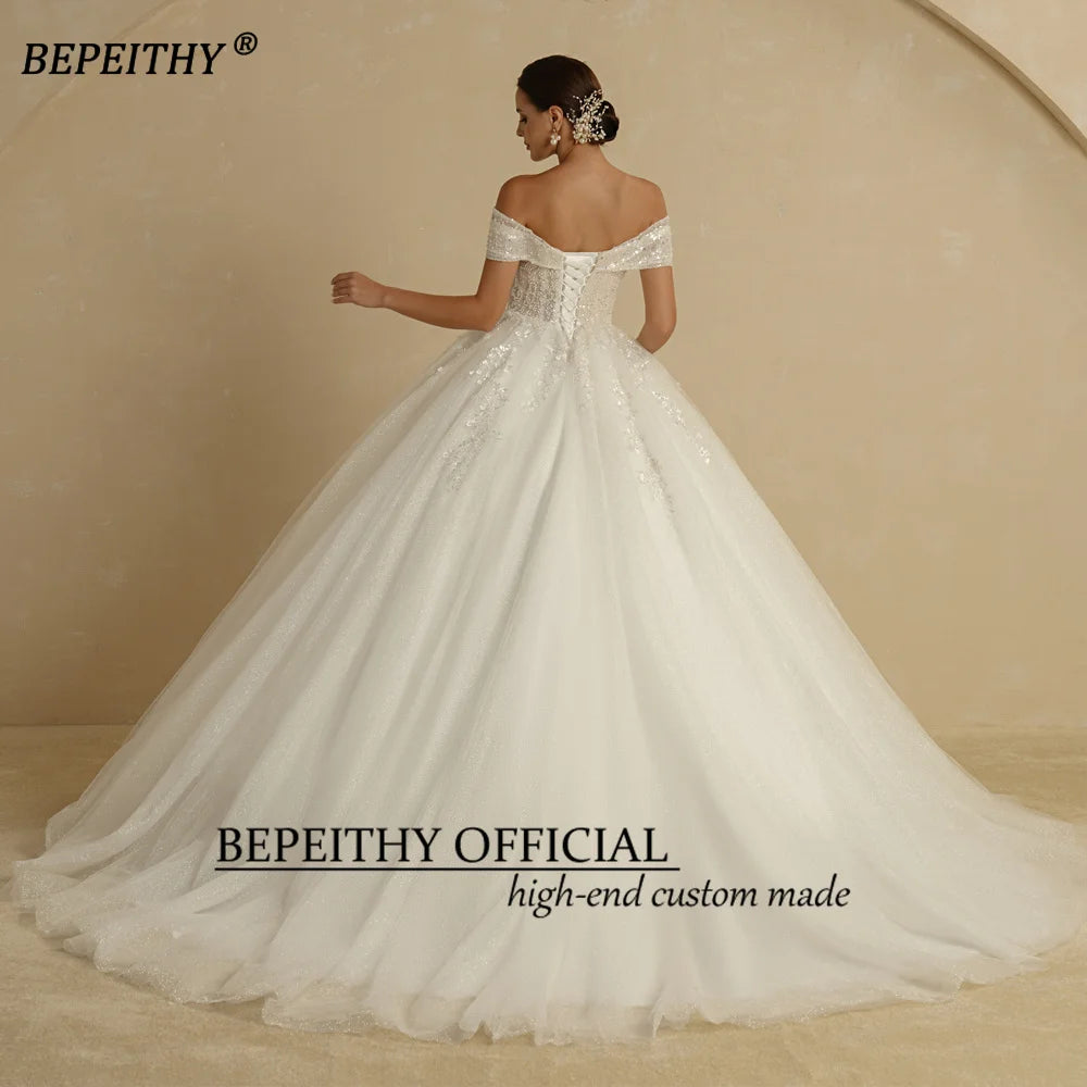 White Bridesmaid Dresses: Ivory Beading Princess Wedding Dresses For Bride