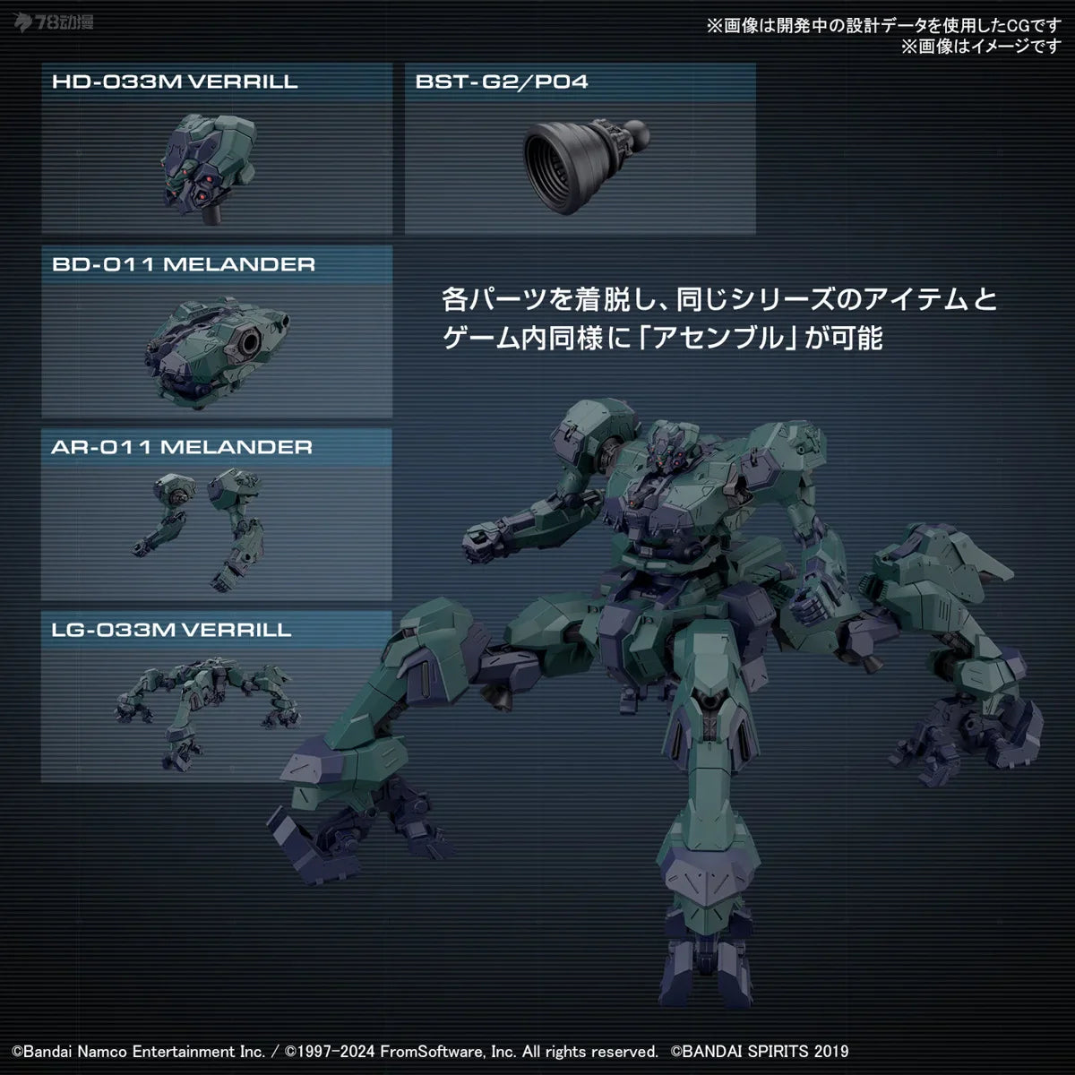 Bandai Genuine 30MM ARMORED CORE VI NIGHTFALL STEEL HAZE BD-011 MELANDER Liger Tail CC-2000 ORBITER Anime Figure Assembly Model