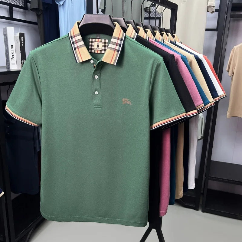 Designer fashion brand short sleeve polo shirt men summer new luxury exquisite embroidery high-end business casual Paul T-shirt