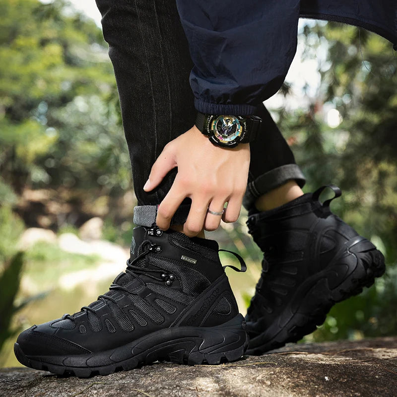 Summer Fashion Men Boots Outdoor Leather Boots Breathable Combat Boots Plus Size 46 Desert Boots Walk Shoes Autumn