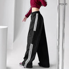 Striped Sweatpants Women Hip Hop Streetwear Baggy Wide Leg Cargo Pants