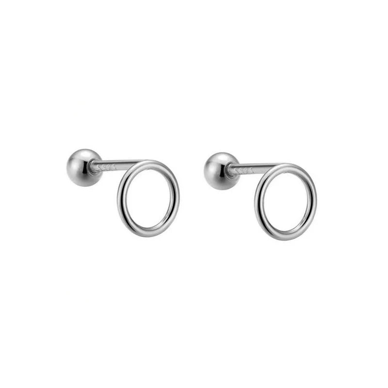 WANTME 925 Sterling Silver Fashion Simple Golden Flower Beads Small Stud Earrings for Women Teen Piercing Jewelry Accessories