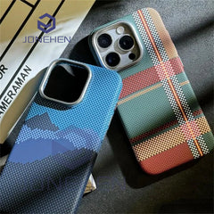 Case  For iPhone 15 14 13 12 16 Pro Max Luxury Matte Karbonn Hard PC Cover For Magsafe Metal Lens