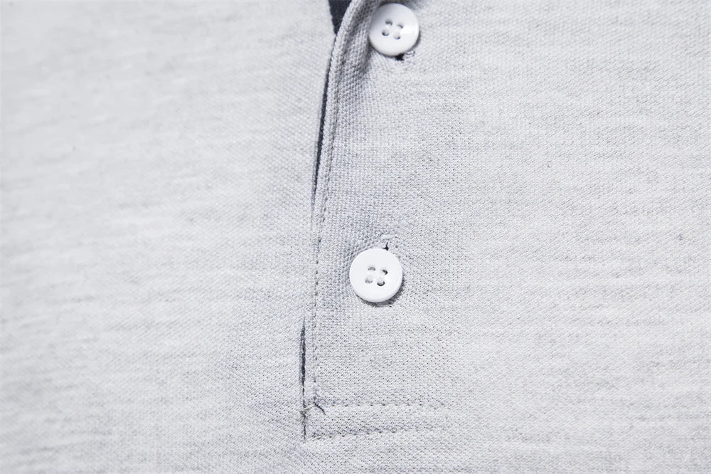 AIOPESON 2023 New Men's Deer Embroidery Polo Shirts Solid Color Long Sleeve Social Business Male