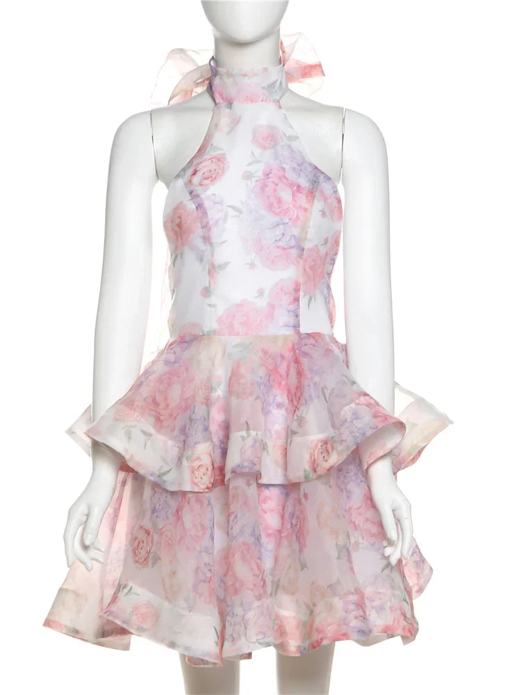 Sisterlinda Autumn Release Junior Above Knee Mini Sexy High Street Dress Girl Slim Fit Printing Backless Fashion Robe K24D61176