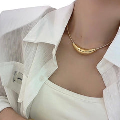 Jewelry Metallic Stainless Steel Silver Plated Gold Color Choker Necklace For Women