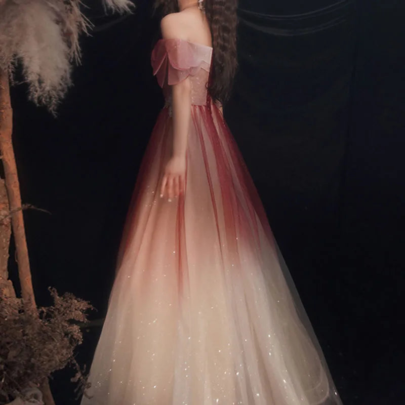 Homecoming Dresses: Sparkling Temperament Wine Red Gradually Changing Maxi Dress