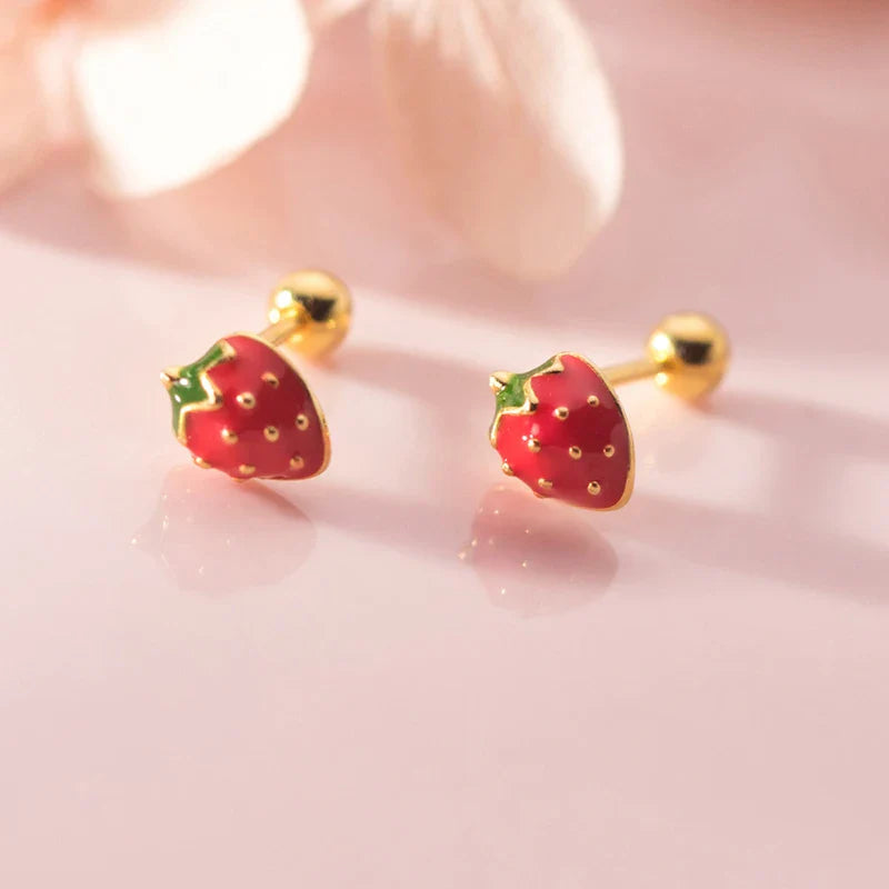 INZATT Real 925 Sterling Silver Mushroom Piercing Screw Ball Stud Earrings for Women Minimalist Fine Jewelry Plant Accessories