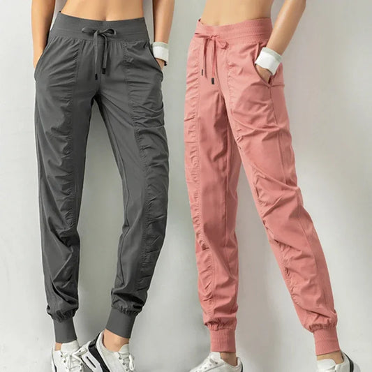Sweatpants Fabric Drawstring Running Sport Joggers Women Quick Dry Athletic Gym
