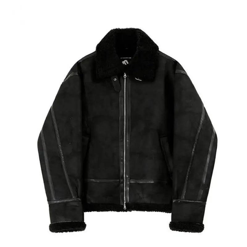 One-piece Cotton-padded Coat Men's Winter Korean-style Loose Suede Deer Jacket