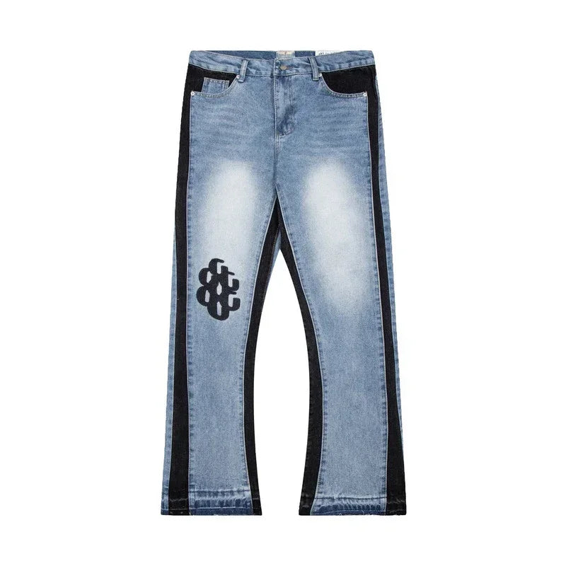 high street splashed ink ripped patchwork jeans for men and women trendy