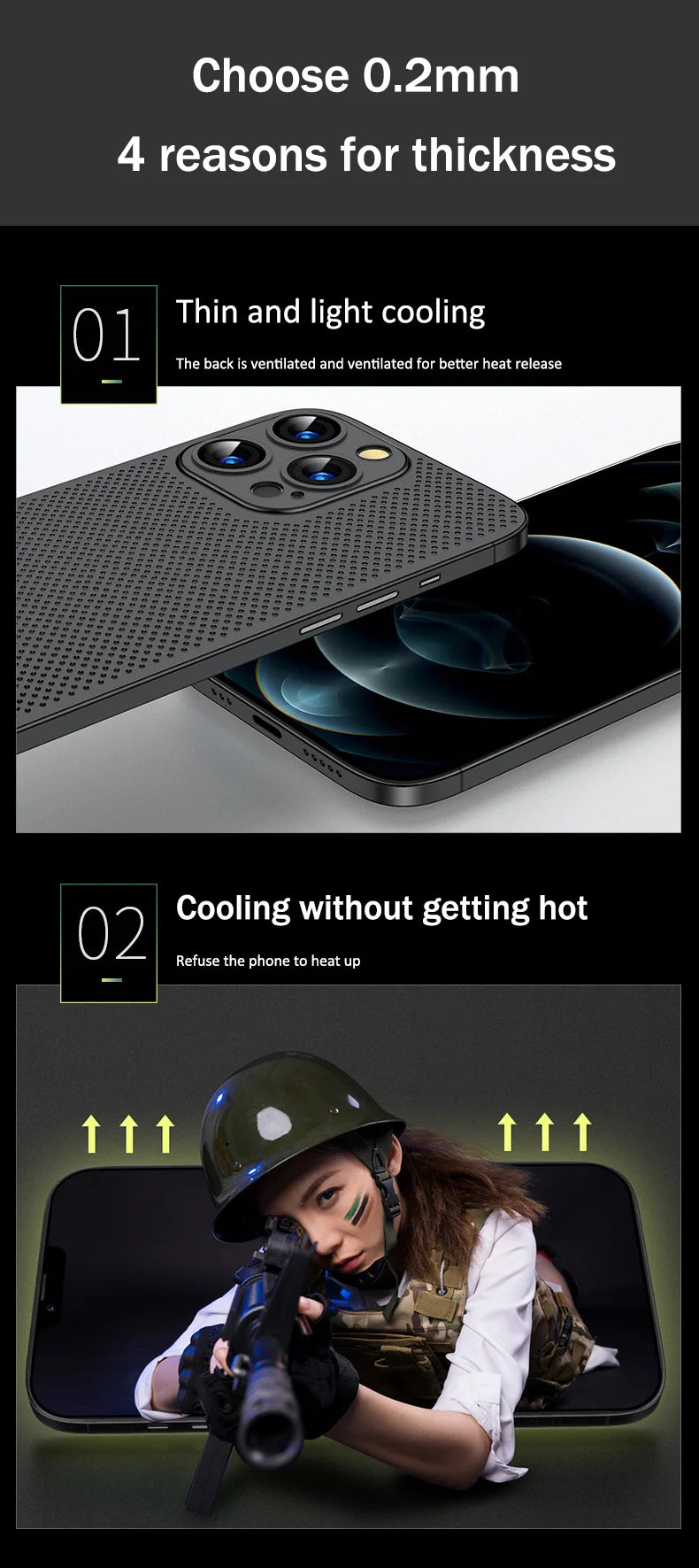 Breathable Cooling Case Ultra Thin Matte Mesh Hollow  Slim Hard iPhone 16 15 14 13 12 Pro Max Plus