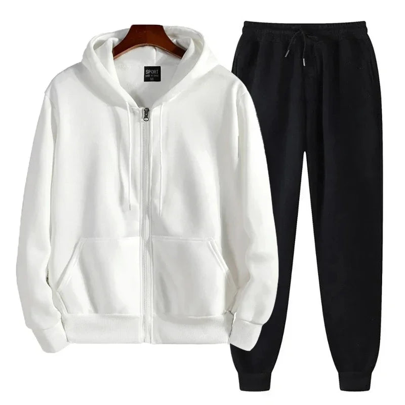 Men's Tracksuit Fashion Daily Sweatshirts Men Single Piece Sweatshirt Sports Pants and Sportswear Zip Up Hoodies Hoodie Cardigan