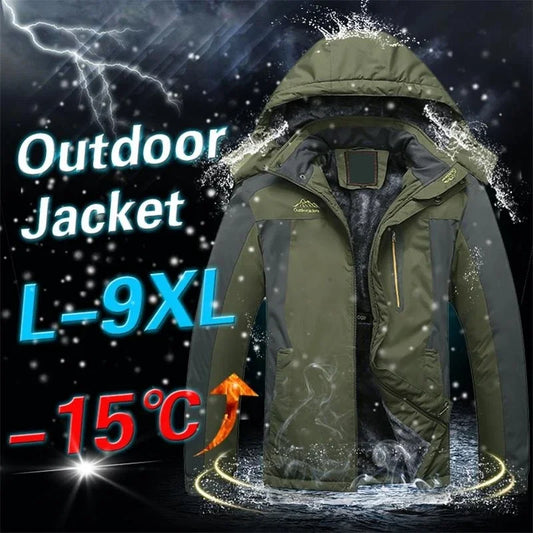 Hooded Aviator Jackets for Men Hiking Oversize Windbreaker Thickend Fleece