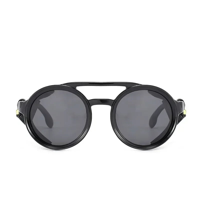 Sunglasses Men Women Classic Sun Glasses With Side Leather Round Eyewears