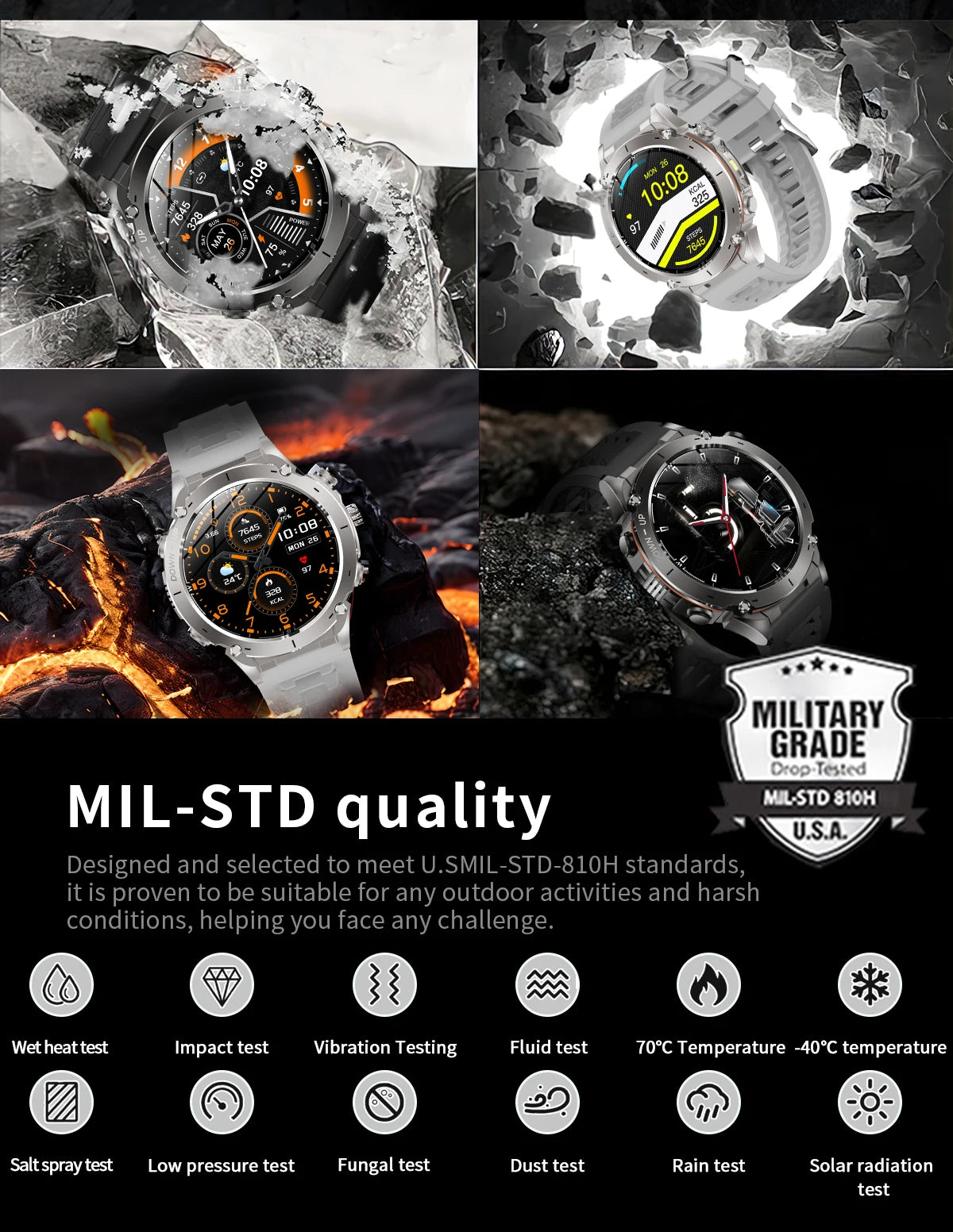 2025 Upgraded New Outdoors Sports Military GPS Smart Watch 10ATM Waterproof 730mAh High Battery Compass NFC HD BT Call Men Watch