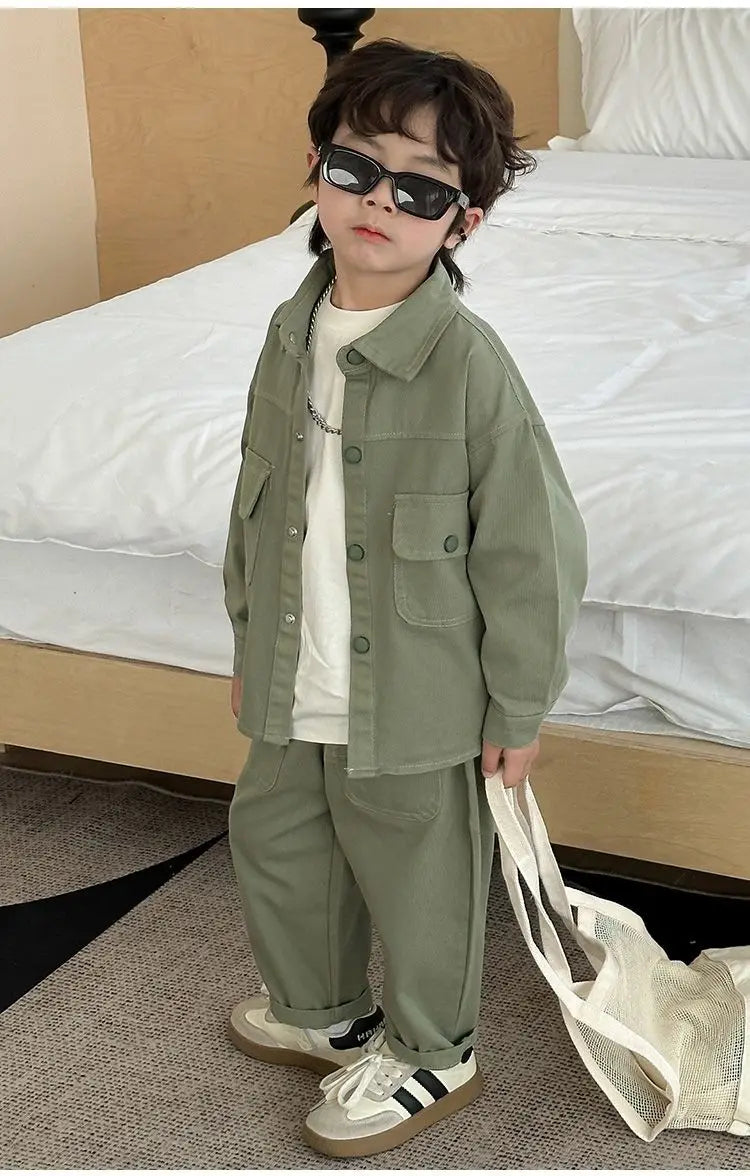 Boys Suit Coat+Pants Cotton 2Pcs/Sets 2025 Lasted Spring Autumn Sports Sets Teenagers Tracksuit Children Clothing