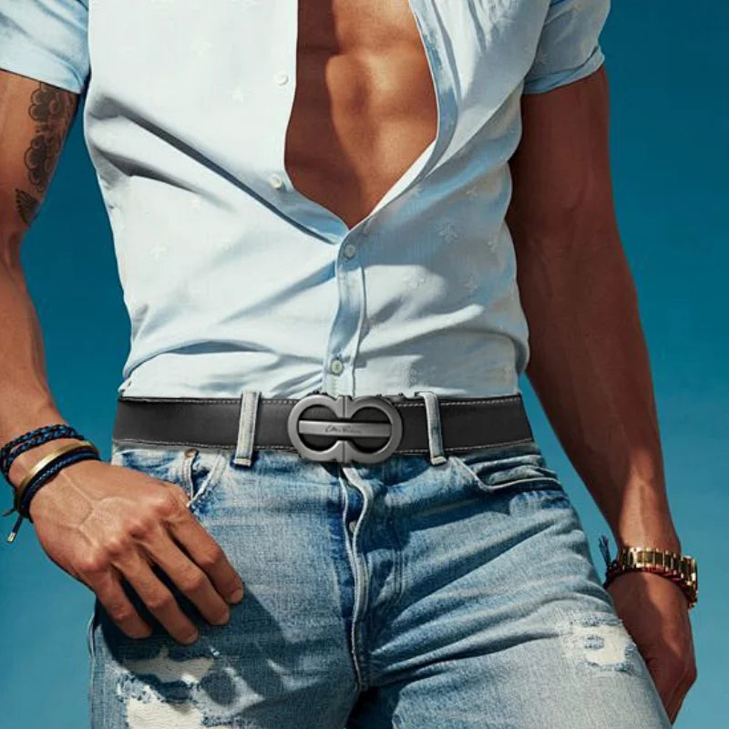 OYIFAN Fashion Men's Belt Automatic Belt Cowhide Genuine Leather Automatic Buckle,Designer Belts,Business Casual Belts for Men