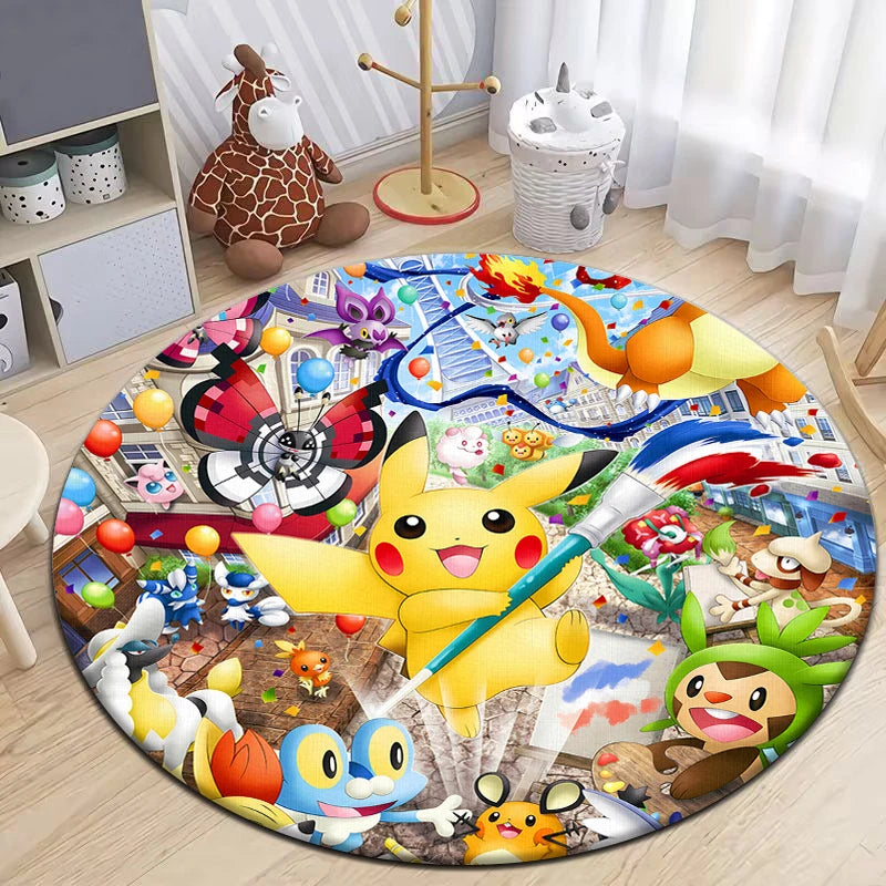 Pokemon Pikachu cartoon cute Printed Round Carpet,bedroom,Living Room,door mat