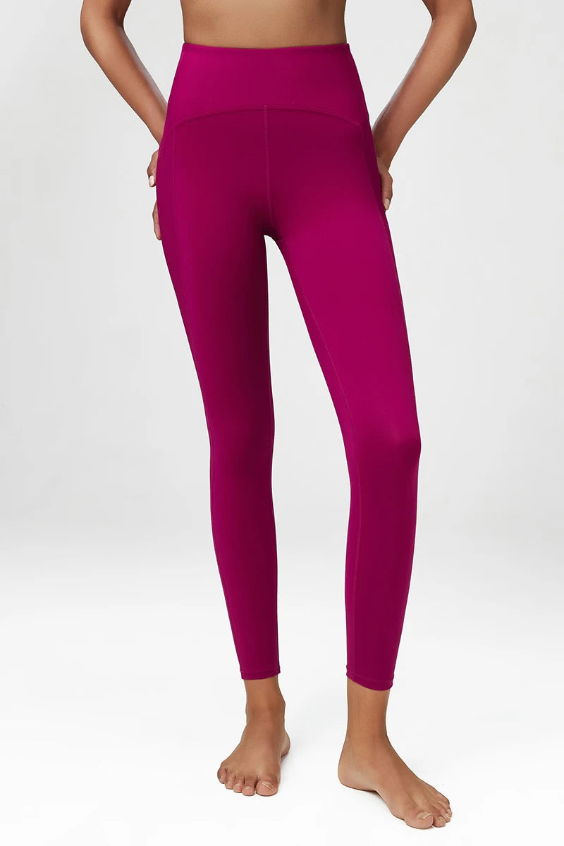 Women Yoga Pants Naked Feeling High Stretch Nylon High Waist Leggings Push Up
