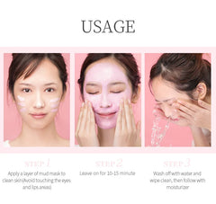 Sakura Clay Mask Deep Cleansing Brightening Repair Skin Mud Korean Face Mask Oil Control Shrink Pores Skin Care 80g