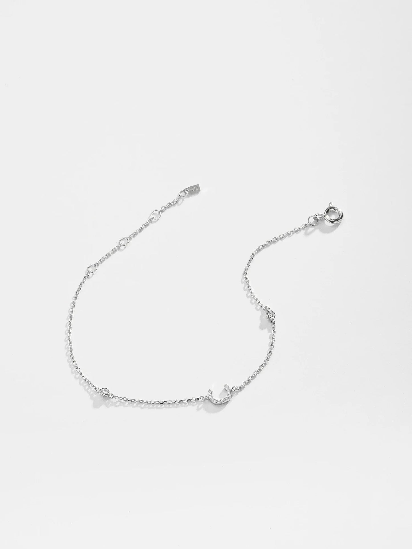 VEWANT 925 Sterling Silver Monogram Letter A - Z Initial Charm Chain Bracelet Luxury Wedding CrystalFine Jewelry