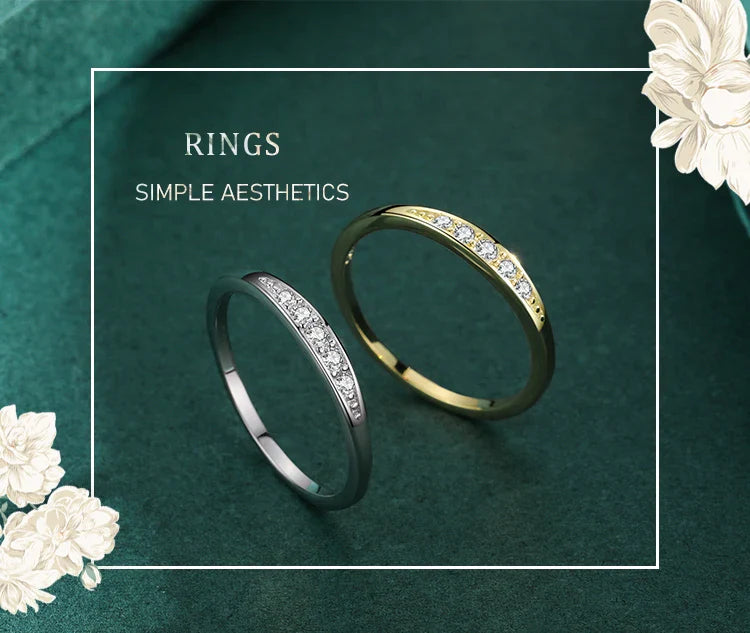 Ailmay 100% 925 Sterling Silver Classic Simple AAAAA Level Dazzling Zirconia Finger Rings For Women Wedding Statement Jewelry